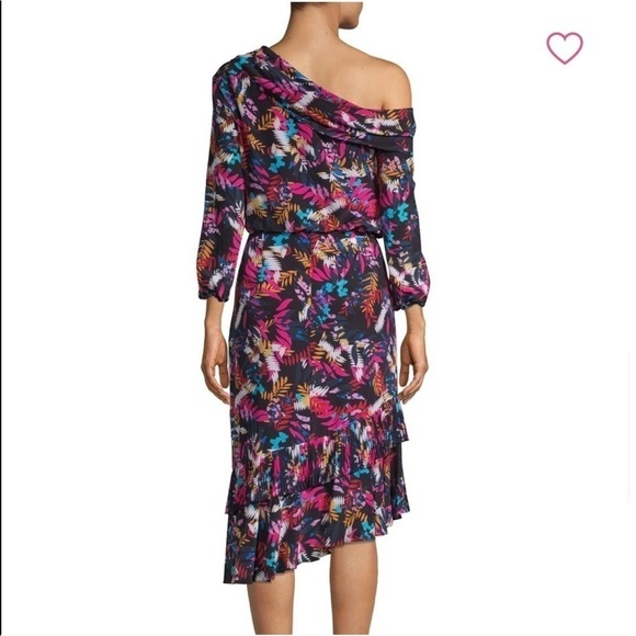 Saloni Lexie Off Shoulder Dress u der knee Floral Dress size 6 - Picture 4 of 13